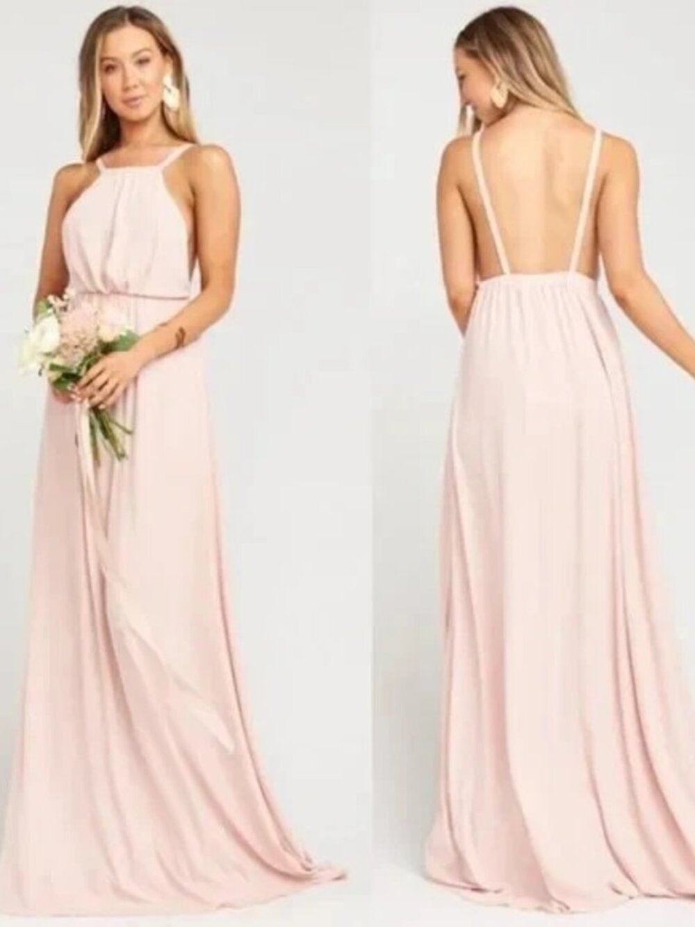 Show Me Your Mumu NWT Amanda Maxi Dress Dusty Blush Crisp Wedding Formal Dance L